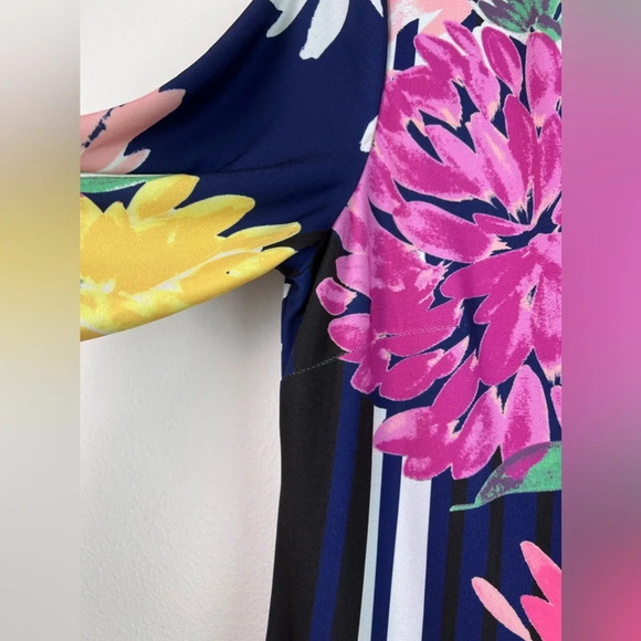 Eliza J Floral Dress Size 6 Midi Shift Dress Zipper Closure Colorful Spring - Picture 9 of 9